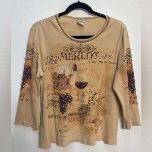 Jess and Jane, 3/4 Sleeve Shirt, Women’s, Tan, Size L